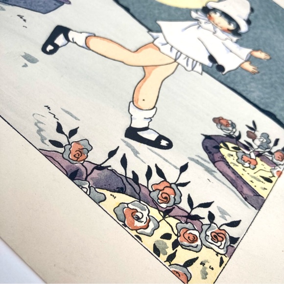 Vintage French Art Deco Pochoir original pen and ink baby Kewpie clown prints - Picture 5 of 15